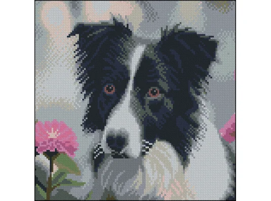 Алмазная картина Пес и георгины 30х30 (FZ3030-02) купить в интернет магазине подарков ПраздникШоп