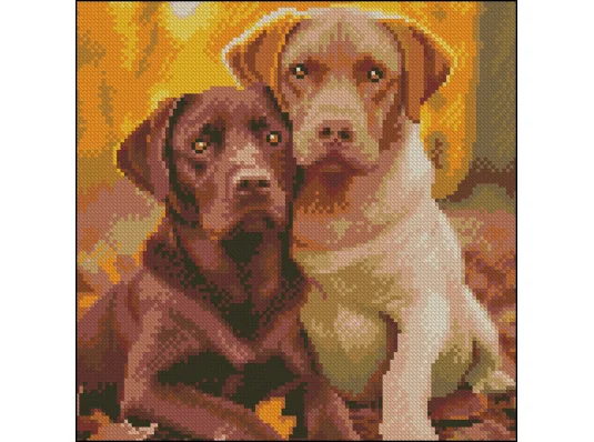Алмазная картина Лабрадоры 30х30 (FZ3030-04) купить в интернет магазине подарков ПраздникШоп