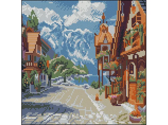 Алмазная картина Горный городок 30х30 (FZ3030-05) купить в интернет магазине подарков ПраздникШоп