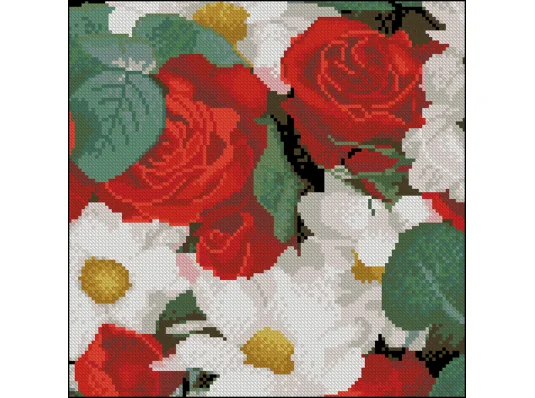 Алмазная картина Розы и ромашки 30х30 (FZ3030-26) купить в интернет магазине подарков ПраздникШоп