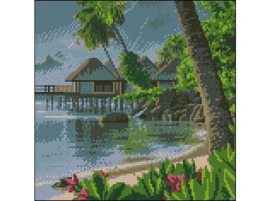 Алмазная картина Тропический берег 30х30 (FZ3030-31) купить в интернет магазине подарков ПраздникШоп