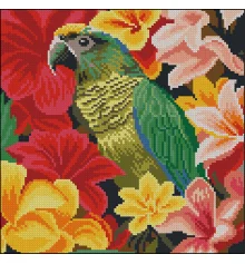 Алмазная картина Попугай в цветах 30х30 (FZ3030-38) купить в интернет магазине подарков ПраздникШоп