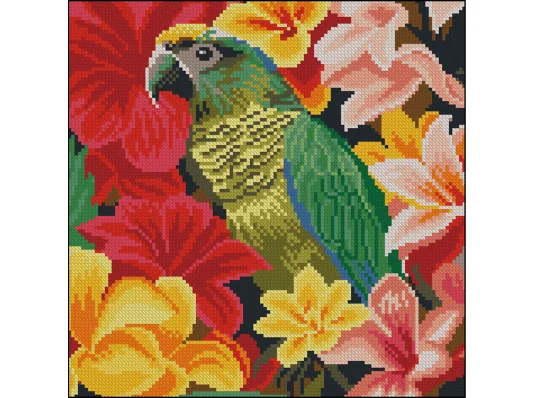 Алмазная картина Попугай в цветах 30х30 (FZ3030-38) купить в интернет магазине подарков ПраздникШоп