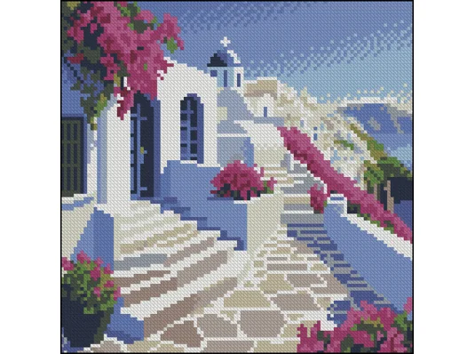 Алмазная картина Греческий пейзаж 30х30 (YZ3030-02) купить в интернет магазине подарков ПраздникШоп