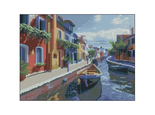 Алмазная картина Улочка с лодками 30х40 (FZ3040-34) купить в интернет магазине подарков ПраздникШоп