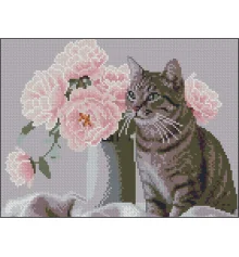 Алмазная картина Кот с цветами 30х40 (ZAV3040-59) купить в интернет магазине подарков ПраздникШоп
