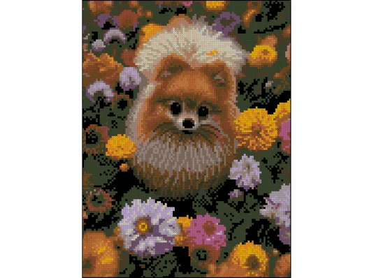 Алмазная картина Шпиц в цветах 30х40 (ZAV3040-61) купить в интернет магазине подарков ПраздникШоп
