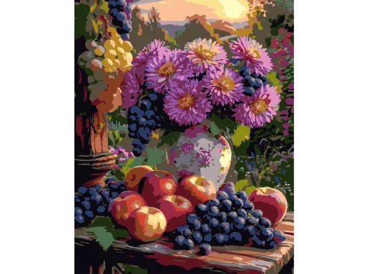 Картина по номерам Розовые цветы с фруктами 40Х50 (VG021) купить в интернет магазине подарков ПраздникШоп