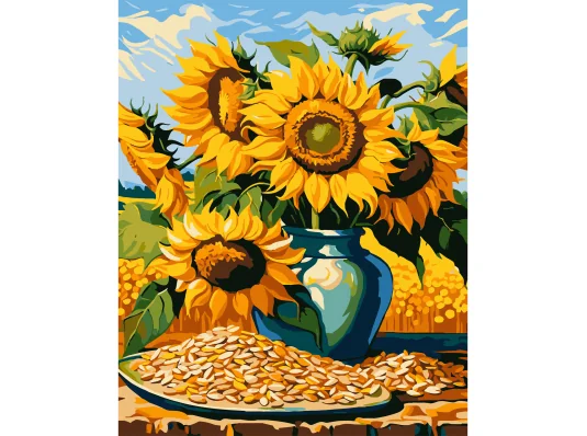 Картина по номерам Подсолнухи в вазе 40Х50 (VG027) купить в интернет магазине подарков ПраздникШоп
