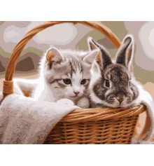 Картина по номерам Котенок с кроликом 40Х50 (VG031) купить в интернет магазине подарков ПраздникШоп