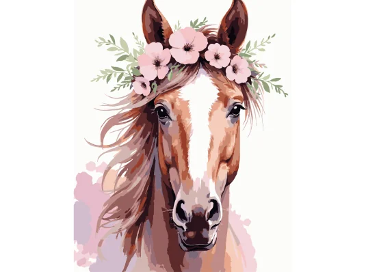 Картина по номерам Лошадь с венком 40х50 (VG039) купить в интернет магазине подарков ПраздникШоп
