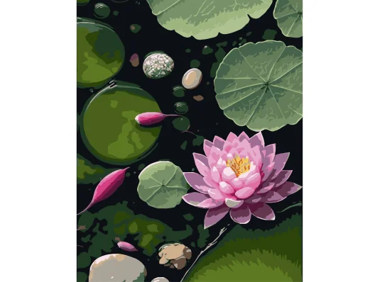 Картина по номерам Утренняя кувшинка на черном фоне 40Х50 (AH1265) купить в интернет магазине подарков ПраздникШоп