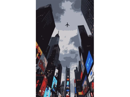 Картина по номерам SANTI Самолет над городом 30х50 см купить в интернет магазине подарков ПраздникШоп