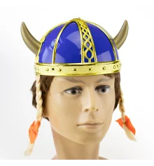 Шлем Викинга с косичками (синий) купить в интернет магазине подарков ПраздникШоп