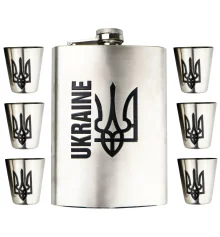 Набір подарунковий у коробці "Тризуб" (Фляга 10 OZ+ 6 чарок) №1 купить в интернет магазине подарков ПраздникШоп