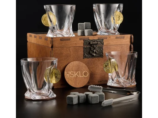 Набір LEO 4 - кришталеві склянки (з біткоїнами) купить в интернет магазине подарков ПраздникШоп