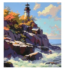 Картина по номерам ПРЕМИУМ Маяк в бурном море с лаком и уровнем размером 40х50 см (VA-4628) купить в интернет магазине подарков ПраздникШоп