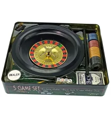 Покерный набор + рулетка (5 в 1) (33×29×7 см) (вес фишки 4 гр d-39 мм) купить в интернет магазине подарков ПраздникШоп