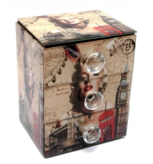 Шкатулка для украшений «Мерлин Монро»с зеркальцем стеклянная (15×12×9.5 см) купить в интернет магазине подарков ПраздникШоп