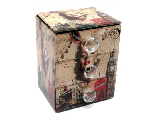 Шкатулка для украшений «Мерлин Монро»с зеркальцем стеклянная (15×12×9.5 см) купить в интернет магазине подарков ПраздникШоп