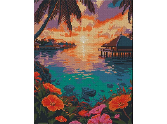 Алмазная картина Тропический закат 40х50 (ZAV4050-50) купить в интернет магазине подарков ПраздникШоп