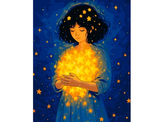 Картина по номерам SANTI Девочка со звездами 40х50 см LED подсветка купить в интернет магазине подарков ПраздникШоп