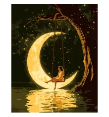 Картина по номерам SANTI Девушка и месяц 40х50 см LED подсветка купить в интернет магазине подарков ПраздникШоп