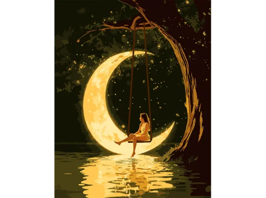 Картина по номерам SANTI Девушка и месяц 40х50 см LED подсветка купить в интернет магазине подарков ПраздникШоп