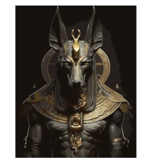 Картина по номерам ПРЕМИУМ Бог Анубис с лаком и с уровнем размером 40х50 см (GS1419) купить в интернет магазине подарков ПраздникШоп