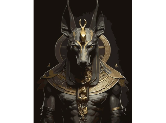 Картина по номерам ПРЕМИУМ Бог Анубис с лаком и с уровнем размером 40х50 см (GS1419) купить в интернет магазине подарков ПраздникШоп