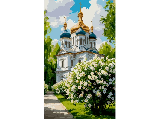 Картина по номерам SANTI Храм весной 30х50 см купить в интернет магазине подарков ПраздникШоп