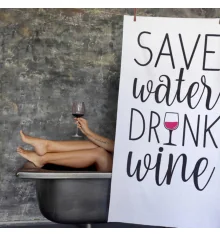 Полотенце пляжное большое с принтом Save water drink wine, 150х70 см купить в интернет магазине подарков ПраздникШоп