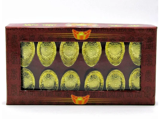 Чаша богатства золотая (н-р 12 шт.) (14×8×2.5 см) купить в интернет магазине подарков ПраздникШоп