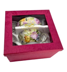 Сервиз фарфор (3TA1073-4) 1 чайник + 1 чашка «Цветы на желтом фоне» (200/400 мл чашка/чайник) купить в интернет магазине подарков ПраздникШоп