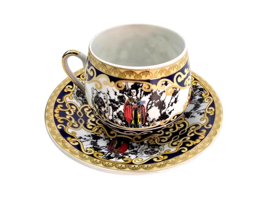 Сервиз фарфор (SCS109-5) 1 чашка+1 блюдце «Темно-синий» (110 мл) (h-5.2 см купить в интернет магазине подарков ПраздникШоп