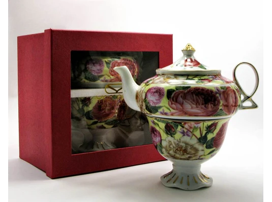 Сервиз фарфор (3TA3108-6) 1 чайник + 1 чашка «Розы» (200/400 мл чашка/чайник) купить в интернет магазине подарков ПраздникШоп