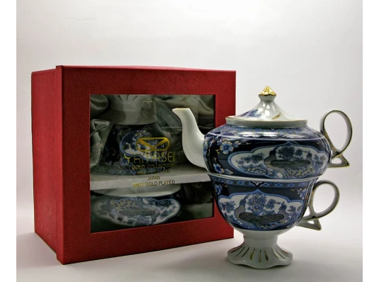 Сервиз фарфор (3TA1003-5) 1 чайник + 1 чашка «Павлины» (200/400 мл чашка/чайник) купить в интернет магазине подарков ПраздникШоп