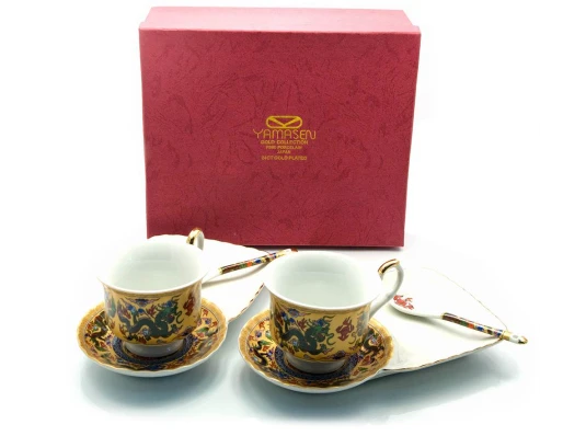 Сервиз фарфор (170 мл) (2C1007-4) 2 чашки + 2 блюдца «Драконы» (h-6.5 см купить в интернет магазине подарков ПраздникШоп