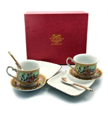 Сервиз фарфор (170 мл) (2C108-8) 2 чашки + 2 блюдца «Розовый» (h-6.5 см купить в интернет магазине подарков ПраздникШоп