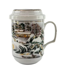 Чашка заварочная с ситом (330мл) (BFC97) «Зимний пейзаж» (h-13 см купить в интернет магазине подарков ПраздникШоп