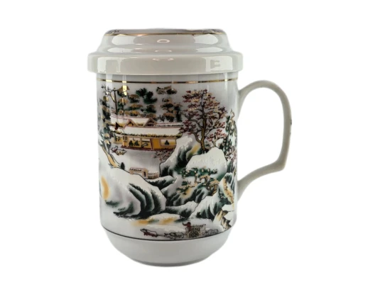 Чашка заварочная с ситом (330мл) (BFC97) «Зимний пейзаж» (h-13 см купить в интернет магазине подарков ПраздникШоп