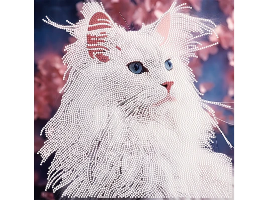 Алмазная картина Белая кошка 30х30 (YJB3030-16) купить в интернет магазине подарков ПраздникШоп