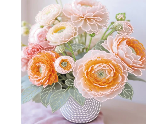 Алмазная картина Цветы персиковые 30х30 (YJB3030-18) купить в интернет магазине подарков ПраздникШоп