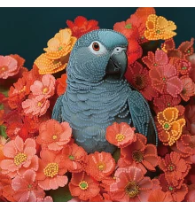 Алмазная картина Попугай среди цветов 30х30 (YJB3030-24) купить в интернет магазине подарков ПраздникШоп