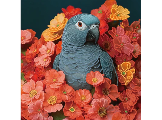 Алмазная картина Попугай среди цветов 30х30 (YJB3030-24) купить в интернет магазине подарков ПраздникШоп