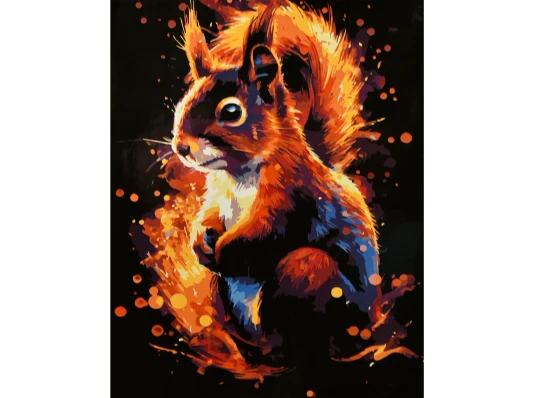 Картина по номерам Яркая белочка на черном фоне 40х50 (AH1302) купить в интернет магазине подарков ПраздникШоп