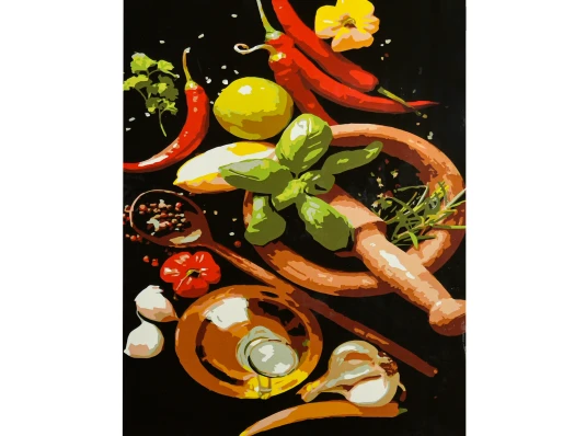 Картина по номерам Аромат специй на черном фоне 40х50 (AH1304) купить в интернет магазине подарков ПраздникШоп