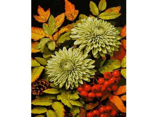 Картина по номерам Осенний букет на черном фоне 40х50 (AH1310) купить в интернет магазине подарков ПраздникШоп