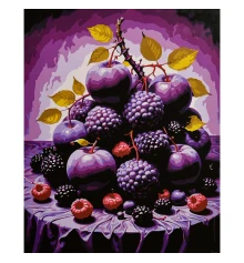 Картина по номерам Сливовой натюрморт с ягодами на черном фоне 40х50 (AH1315-16) купить в интернет магазине подарков ПраздникШоп