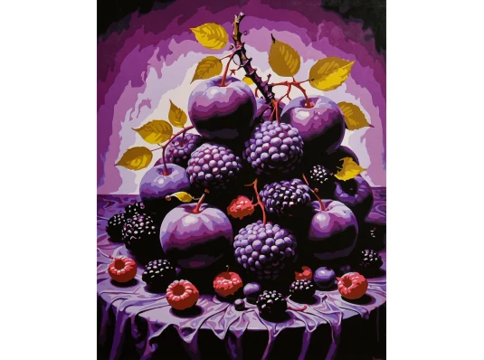 Картина по номерам Сливовой натюрморт с ягодами на черном фоне 40х50 (AH1315-16) купить в интернет магазине подарков ПраздникШоп